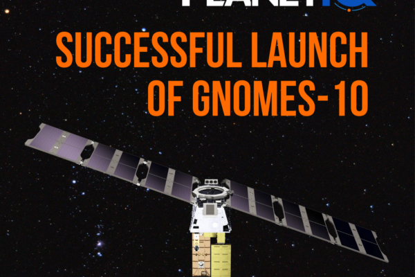 Artist's rendering of PlanetiQ's GNOMES-10 GNSS radio occultation weather satellite in orbit above Earth